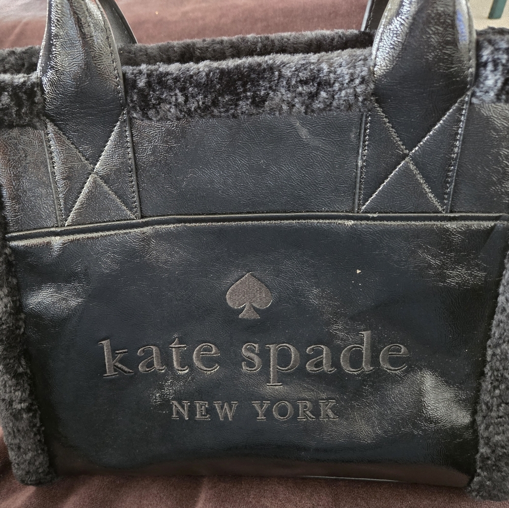 Kate Spade Black Tote Bag With Shearling Trim